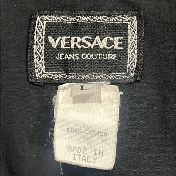 Versace Jeans Couture Top L Vintage Style Shirt Button Up Pockets Gold Medusa - Picture 8 of 9